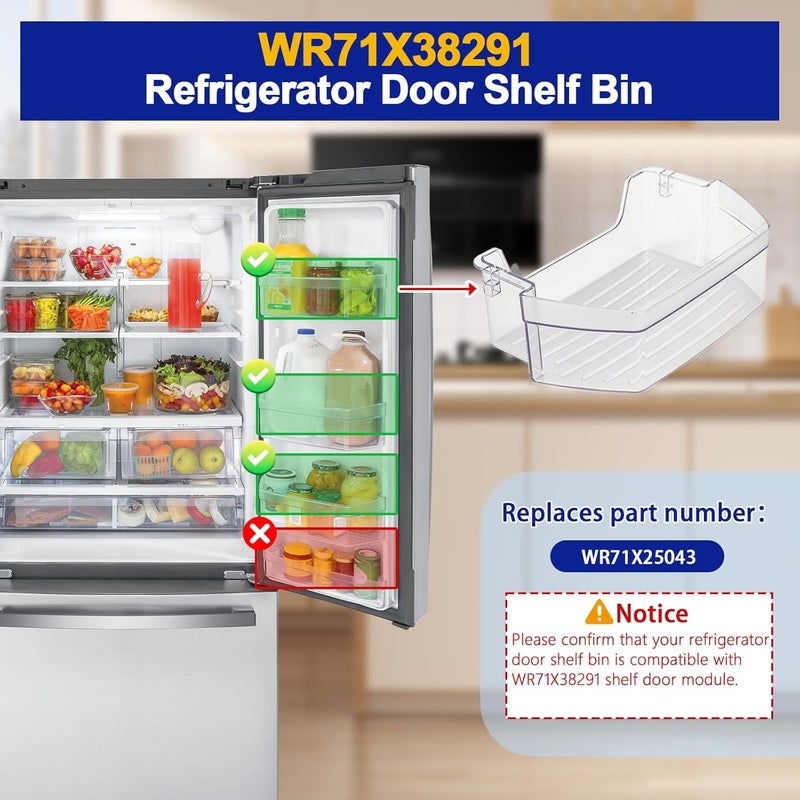 iouxvt WR71X38291 Refrigerator Door Shelf Bin Compatible with GE GFE24JSKGFSS GYE18JSLKFSS GWE19JSLGFSS, WR71X38291 Refrigerator Shelf Door Module Replace WR71X25043 AP7186348 - Image 3